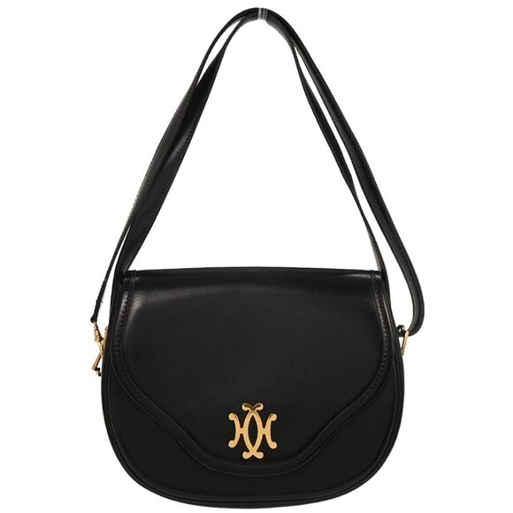 Hermes Black Box Calf Double H Shoulder Bag 196188 - Picture 1 of 9